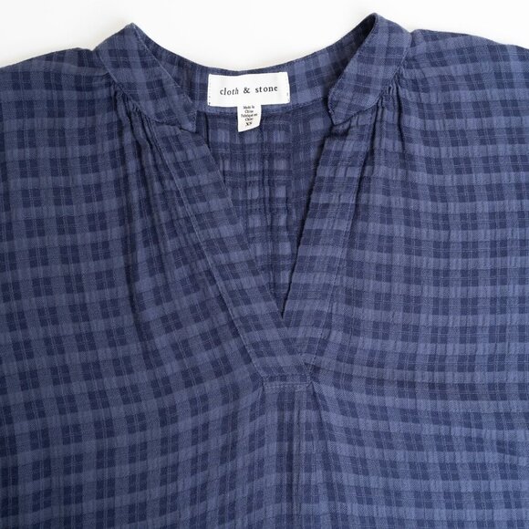 Anthropologie Cloth & Stone Short-Sleeve Pullover Blouse Top Blue NEW - Picture 6 of 14